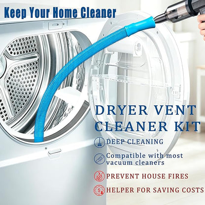 Universal Dryer Vent Cleaner Kit Vacuum Hose Attachment – Fit most Vaccum Cleaners, Efficient Lint Removal Tool for Dryer Maintenance