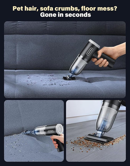 Car Vacuum Portable Cordless, 9000Pa Handheld Vacuum Mini Vacuum Cleaner High Power with Best Suction, 4 in 1 Air Duster Portable Vacuum for Car Keyboard Home Pet Hair with Multi-Nozzles