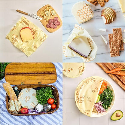 Bee's Wrap Beeswax Wraps for Food - 3 Pack of Medium Beeswax Wraps - Plastic Free Made in USA Reusable Natural Food Wrap - Honeycomb Print