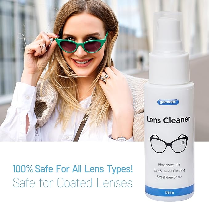 Lens Cleaner Kit with Glasses Cleaning Cloth, Eyeglass Cleaner Spray, Glasses Cleaner Kit, Safe for Coated Lenses, Sunglasses Cleaning Solution 1.7 fl oz