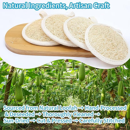 Natural Loofah Face Scrubber,Exfoliating Facial Scrub Pads Made from Organic Luffa for Women and Men (3.35", 4Pack)