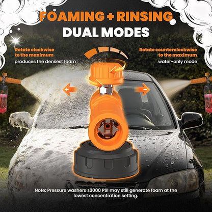 maXpeedingrods Foam Cannon for Pressure Washer, Wide Mouth Quick Release Car Wash Foam Gun with Adjustable Soap Cannon, Thick Snow Foam, 1/4'' Quick Connector, with 2 Orifice Nozzle (Transparent)