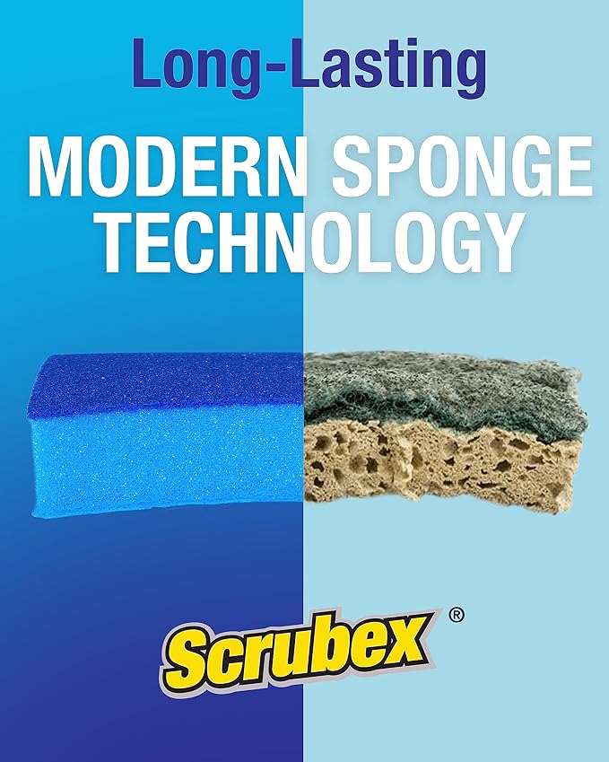 Non-Scratch Odor Resistant Scrub Sponge, Multi-Purpose Sponge for Kitchen and Household, Safe for Non-Stick Cookware (24 sponges)