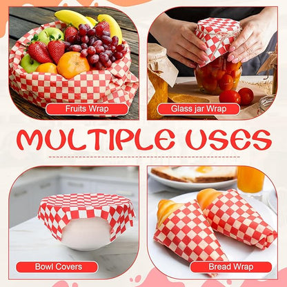 Beeswax Wraps for Food 14x52" Beeswax Food Wraps Reusable Wax Paper Roll Waxed Paper & Bowl Covers Organic & Sustainable Alternative to Aluminum Foil & Plastic Wrap Honeycomb Classic Checkered