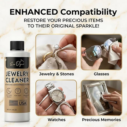 Ultrasonic Jewelry Cleaner Solution (8oz) Concentrated Jewelry Cleaner for Diamonds, Gold, Silver & More | Compatible with Ultrasonic Machine (s) - Made in USA