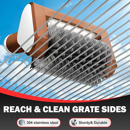 Electric Grill Brush, 2-Speed BBQ Grill Brush with LED Light/Screen Powerful Cleaning 800RPM/4000mAh/2 Brush Heads No Bristle Shedding Rechargeable Lightweight Grill Cleaner for Outdoor/Camping