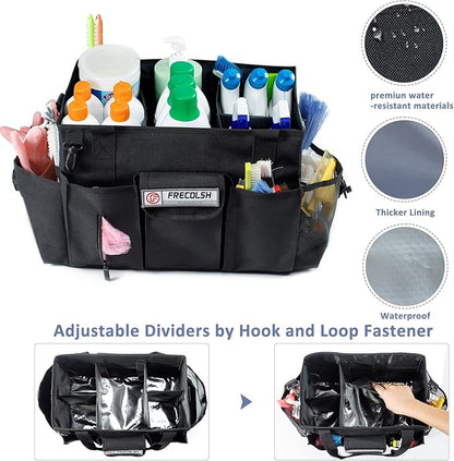 Large Cleaning Caddy for Cleaning Suppliers Organizer,15" Storage Organizer for House Clean Essential, Wearable Cleaing Bag, Storage Caddy for Housekeeping
