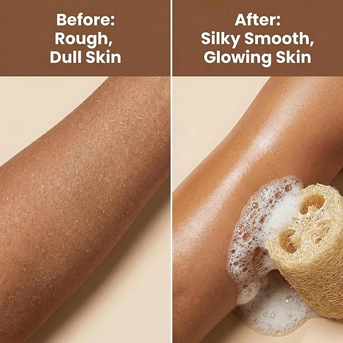 Natural Organic Loofah Sponge 4 Pack, Exfoliating Body Scrubber for Shower Bath, 100% Biodegradable Gentle Luffa for Sensitive Skin, Multi‑Purpose Cleaning Tool