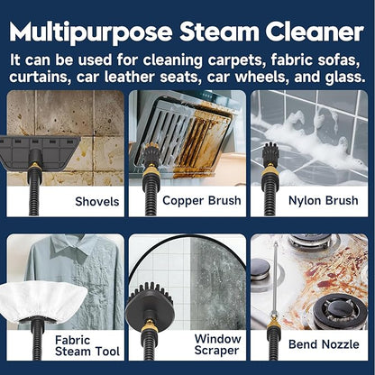 KEROMEE Steam Cleaner, 1500W High Pressure Steamer with 1.27Qt Tank, 15s Fast Heat, 6-Level Adjustable Steam, Portable Machine with 15pcs Kit for Dirt, Grease, Grout, Tile, Floor, Car Detailing