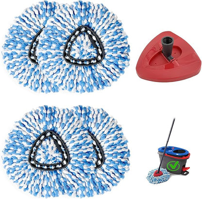 5PCS Spin Mop Replacement Heads,with Only Fit for RinseClean 2-Tank System,Machine Washable & Easy to Replace.Including 4 Spin mop Replacement Heads, 1 Base