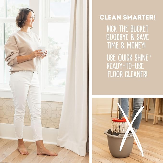 Quick Shine Multi Surface Floor Cleaner Daily Care 24oz | Plant-Based, Ready to Use, Dirt Dissolving, Streak Free, No Rinse | Use on Hardwood, Laminate, Luxury Vinyl Plank, Tile & Stone | Safer Choice