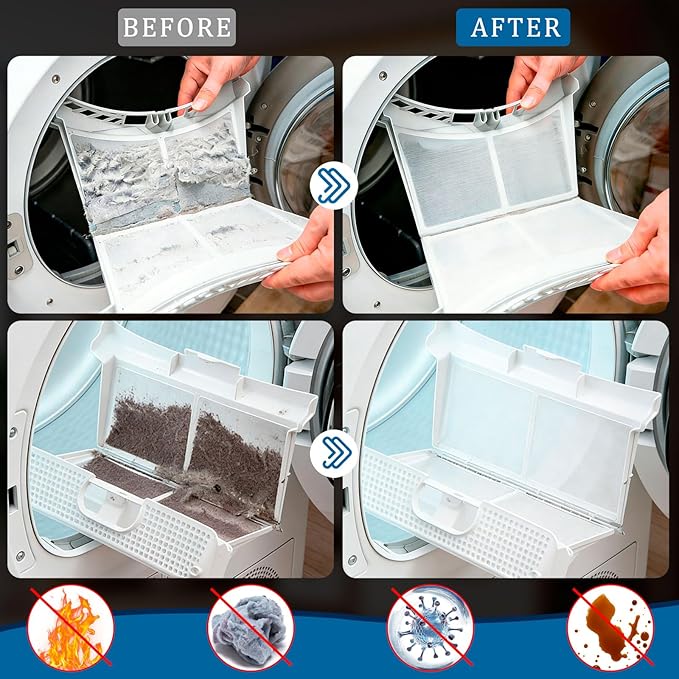 Dryer Vent Cleaner Kit,Dryer Lint Cleaning Tool for Trap,Brush Kit for Dryer Vent Cleaning,Dryer Vent Cleaner Kit with Vacuum,Dryer Lint Trap Cleaner Tool,Flexible Dryer Vent Cleaning Hose Lint Filter