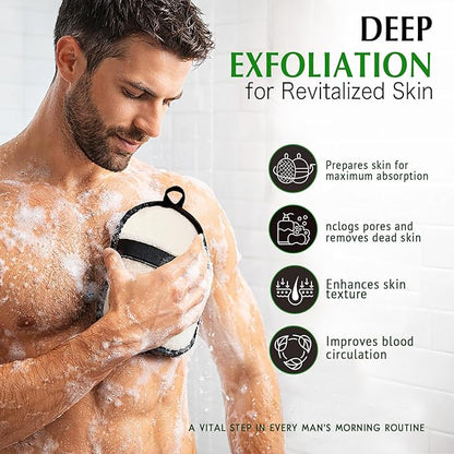 YIQINGJIE Natural Shower Loofah Sponge Exfoliating Body Scrubber，Natural Organic Beauty Exfoliating Loofah for Men and Women, Suitable for Cleansing Face Scrubber and Body Bath,Large Black(2 Pack)