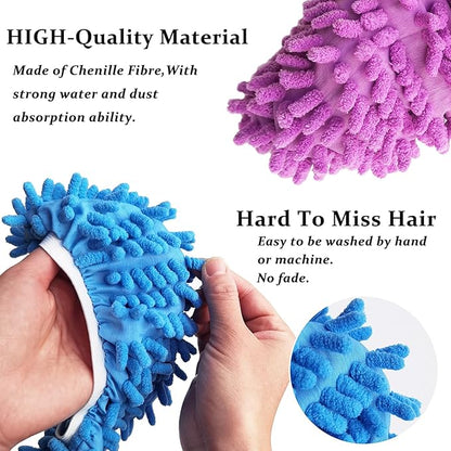 3 Pairs Shoes Cover Duster, Reusable Mop Slippers, Microfiber Dust Mops, Multi Purpose Floor Cleaning Shoes, Feather Duster for Bathroom, Office, Kitchen, House Polishing Cleaning