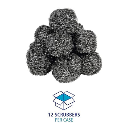 Boardwalk Stainless Steel Scrubber, Large Size, 2.5 x 2.75, Steel Gray, 12/Carton