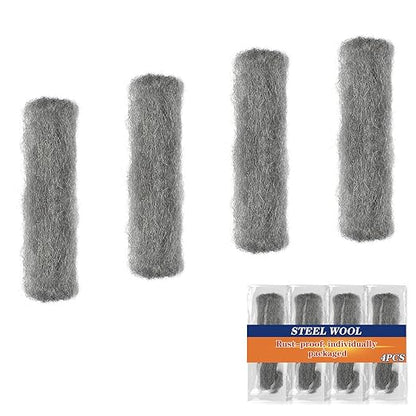 Fine Steel Wool Strips for Rodent Barrier and Hole Filling – Non-Rust Steel Wool for Gap Sealing, Garage Door Space Filling, and Home Maintenance – 14.2" x 3.1", 4 Pack