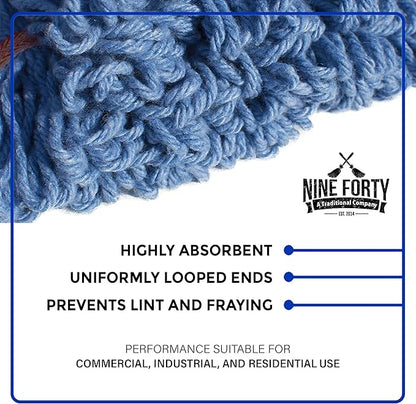 Nine Forty 2-Pack Industrial and Commercial-Grade Looped End Wet Mop Head Refill - Heavy Duty 20 Inch 4-Ply Premium Synthetic Yarn - for Optimal Absorption and Durability - White (2 Pack, Large)
