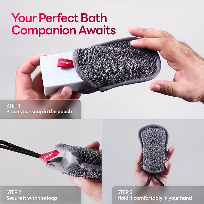 CAVEEM 2 Pack Dual-Sided Softness Exfoliation Soap Pouch, Soap Saver Bag for Bar Soap, Soap Mesh Pocket Bar Holder for Washing Body, Soap Sack Sponge Bag for Shower Bath