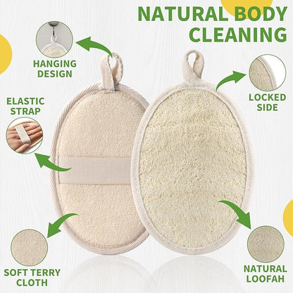 6 Pack Natural Loofah Body Scrubber (6 Pack) - 6.2 * 4.3 Inch Exfoliating Loofah for Removing Dead Skin and Dry Skin, Large Size Loofah Body Sponge for Women and Men to Clean Pores