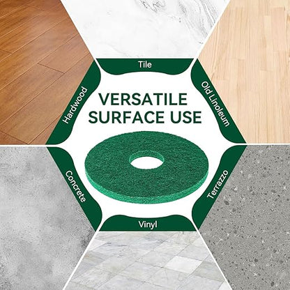 437.056 Cleaning Orbiter Pads for 550Mc Orbiter Hard Floor Machine, 12" Commercial Floor Scrubber Pads Polish Pads -to Daily Heavy-Duty Cleaning and Light Stripping, Non Woven, Greens, 2 PC