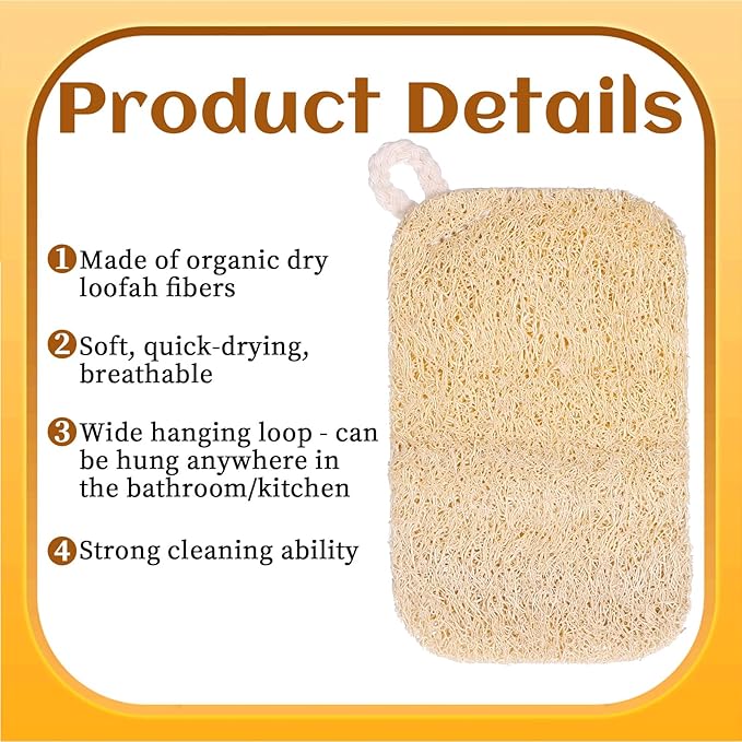 6 PCS Loofah Dish Sponge, Compostable Natural Sponges for Dishes, Natural Loofah Sponge for Kitchen