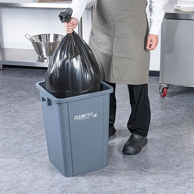 Restaurantware-Clean Tek Professional 19 Gallon Trash Can, 1 Square Waste Basket - Lid Sold Separately, Space Saving, Gray Plastic Garbage Bin, Ideal For Home, Office, Restaurant, And More