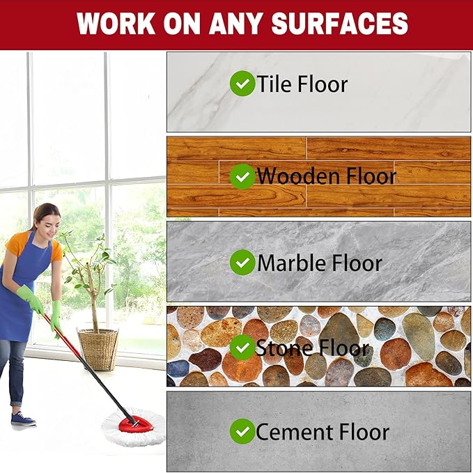 10 Pack Spin Mop Replacement Heads, Mop Replace Head Easywring 1-Tank System, Mop Head Replacement for Hardwood Floor Cleaning, Machine Washable and Easy to Replace