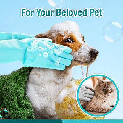 Silicone Scrubbing Gloves 12" Set of 3 Pairs for Kitchen, Bathroom, pet, Car Wash, Cleaning, Reusables