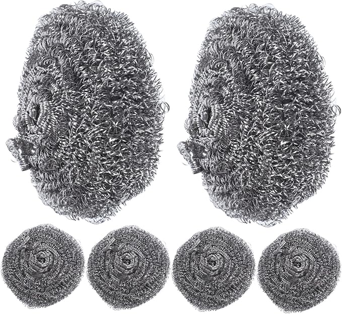 6Pcs Scrubbers for Kitchen Cleaning Pan and Pot Scrubbers Heavy Duty Wire Dish Cleaning Balls for Effortless Scouring