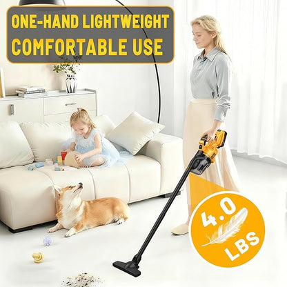 Cordless Vacuum Cleaner with 2x4.0A Battery&Quick Charger | 50kPa 125AW Strong Suction | 3 HEPA Filters | 4-in-1 Nozzle | 65CFM Powerful Brushless Handheld Vaccum for Home, Car, Pet, Shop