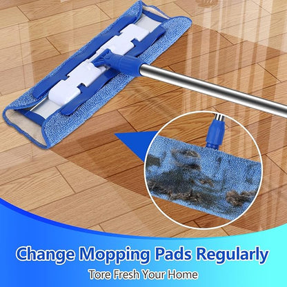 Microfiber Cleaning Cloth Compatible with MR SIGA Professional Microfiber Mop - Professional Reusable Flat Mop Refills - Mop Pads Replacement for Hardwood Cleaning (4 Pack)