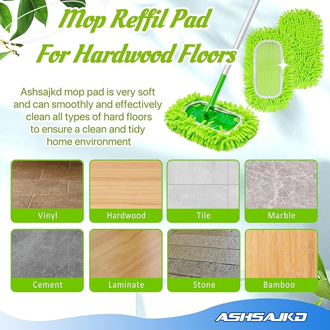 Ashsajkd 8Pcs for Swiffer Reusable Dry Sweeping Cloths Microfiber Wet Mop Pads Compatible with Swiffer Sweeper Mop ,Replacement Wet Mopping pad Refills & for Swiffer Sweeper Mop