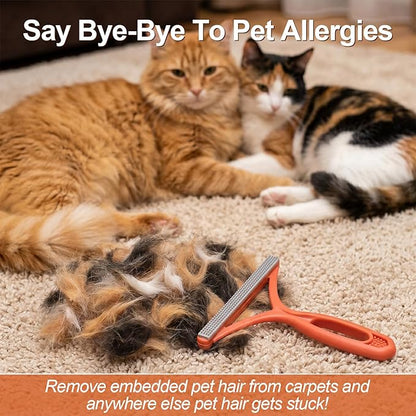 2PCS Fuzz Remover Portable Hand Lint Shaver Reusable Double Sided Travel Carpet Scraper Hair Removal Rake Brush Tool for Couch, Carpets, Cat Trees, Car Mats, Furniture, Clothes, Pet Houses, Dog & Cat