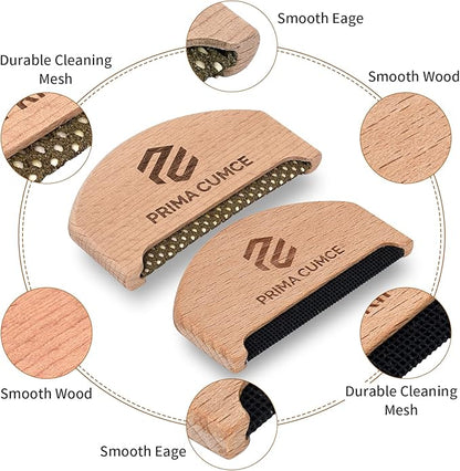 2 PCS Wooden Sweater Comb for De-Pilling Cashmere, Wool, Knitwear, Manual Lint Remover, Portable Depiller for Clothes, Fuzz, Bobbles, Pilling Shaver, Fabric Defuzzer, Sweater Care Tool