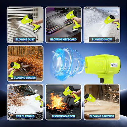21V Handheld Leaf Blower – 98,000RPM High-Speed Motor, 1.7LB Ultra-Lightweight Hand Blower with 2 Batteries & Charger for Yard, Patio, Car Drying & Workshop (Green)
