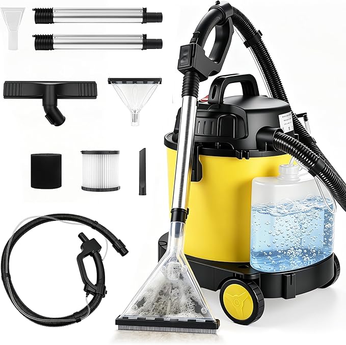 Shop Vacuum Wet and Dry Cleaner, 6 Gallon 5.5 Peak HP Wet Dry Vac, 17 KPA Max Power 4 in 1 Portable Shop Vacuum Wet and Dry with Filter,Soap Tank, Hose and Attachments for Home, Car, Garage, 175