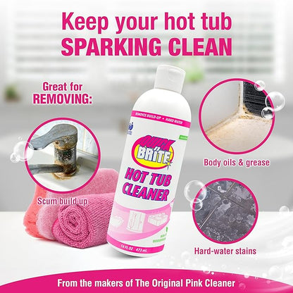 Quick N Brite Heavy Duty Hot Tub Cleaner Kit - Non-abrasive Cleaning Gel with Sponge and Cloth, 16 oz. (Packaging May Vary)