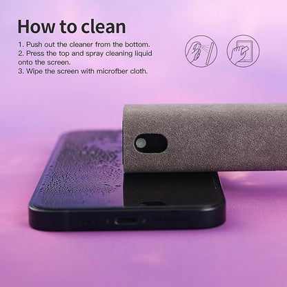 CUIUD Screen Cleaner Kit, Two in One Screen Cleaner Spray and Wipe, Touchscreen Mist Cleaner Spray Bottle for Phone/Laptop/Tablet/TV/Monitor/Car Screens(Grey)