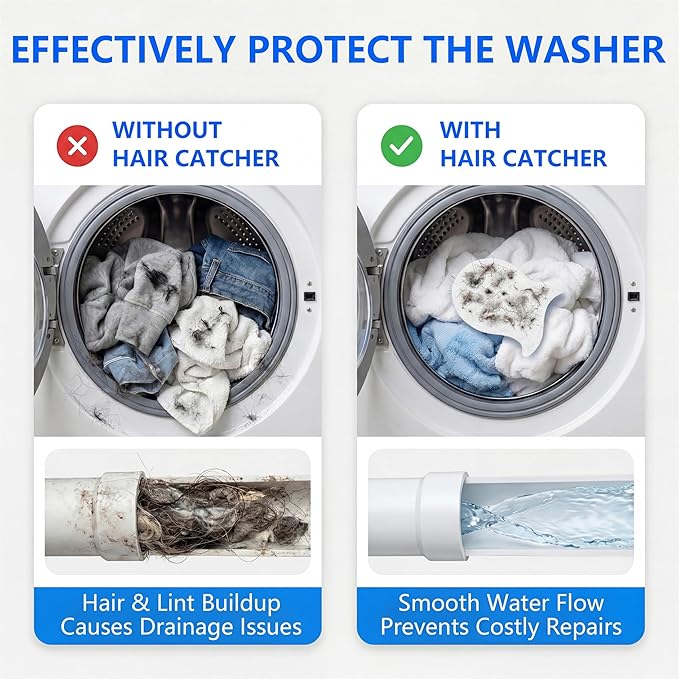 Pet Hair Remover for Laundry,Reusable Dog & Cat Hair Catcher for Washing Machine & Dryer,Effectively Removes Fur,Lint and Dander from Bedding,Clothes(6Pcs White)