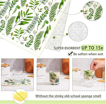 Cunhill 6 Pcs Swedish Dishcloth for Kitchen Reusable Paper Towels Swedish Sponge Absorbent Dish Towel Fast Drying Washable Cleaning Cloths No Odor Wipes Decorative Hand Tea Towel for Kitchen