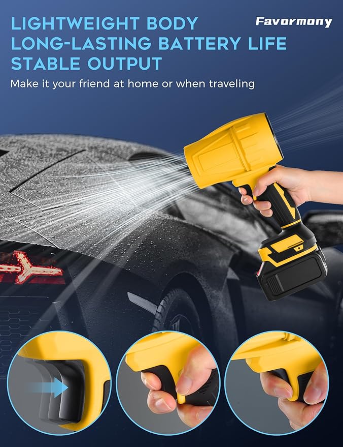 Cordless Leaf Blower, Electric Handheld Blower 600,000 RPM for Lawn Care, Christmas Tree Cleaning, 2×4.0Ah Batteries, Extended Nozzle, Lightweight Mini Leaf Blowers for Patio, Yard, Car Drying