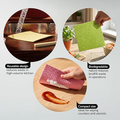 Restaurantware Swedish Dishcloths Pack of 200 Cellulose Reusable Absorbent Assorted Kitchen Towels, Washable Quick-Dry Dish Towels, Sustainable Cleaning Cloths Super-Absorbent Biodegradable Odorless