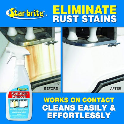 STAR BRITE Rust & Corrosion Stain Remover - Fast-Acting Spray for Fiberglass, Vinyl, Fabric, Metal & Painted Surfaces - Also Removes Sprinkler Stains 22 OZ (089222P)