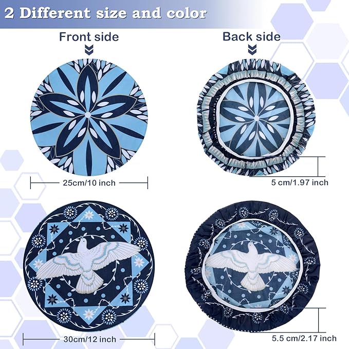 2 Large Reusable Beeswax Bowl Covers for Bread Proofing, 10/12 Inch Elastic Beeswax Wraps Cotton Cloth Sourdough Bowl Covers for Proofing Baskets, Mixer Bowls, Food Storage Containers
