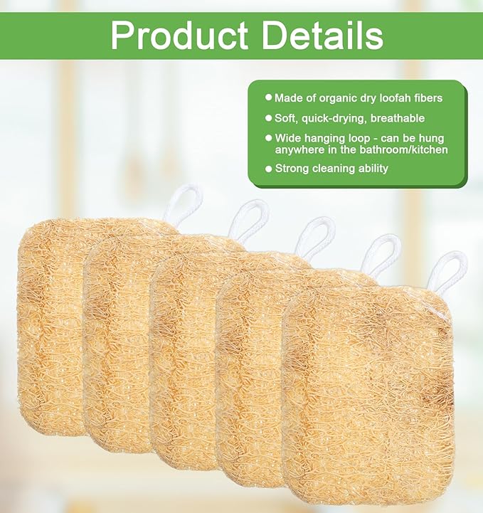 12 Pcs Natural Loofah Dish Sponge, Natural Loofah Dish Sponge, Loofahe's Kitchen Sponges, Scrub Clean