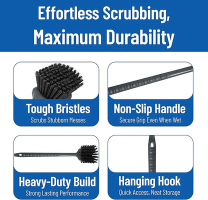 SPARTA 40501EC03 Plastic Large Scrub Brush, Kitchen Brush, Utility Brush With Long Handle For Cleaning, 20 Inches, Black