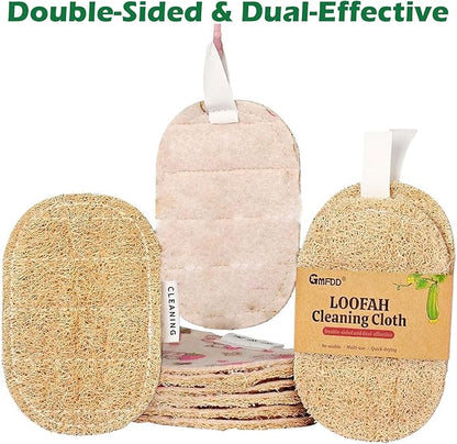 Loofah Scrubber Dishwashing Sponges, Organic Luffa Dish Scrubber, Wash Dishes Without Grease, Kitchen Degreaser Dish Cloth, Water Without Shedding Lint Scouring Pad for Kitchen - 6Pcs 3.15 × 4.7 in