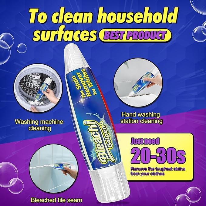 Bleach Pen For Clothing, Clothing Bleached DIY Design, Bleach Pen, Bleached GelPen, Stain Remover Pen, Mold Stain Remover Gel, DIY Personalized Clothing, Instantly Remove Stains, Pearl White.