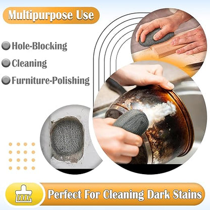 AJART Steels Wools Mice Control - #0000 Steel Wool Metal Fabric Mesh - As Gaps Fillers to Keep Mice Away - Protection for Siding, Pipelines, Garden Vents and Garages - 2Pcs