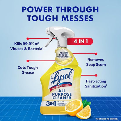 Lysol All Purpose Cleaner Spray, Multi-Purpose Disinfecting Spray, Kitchen & Bathroom Cleaner, Lemon Breeze Scent, 32 Fl Oz (Pack of 2)